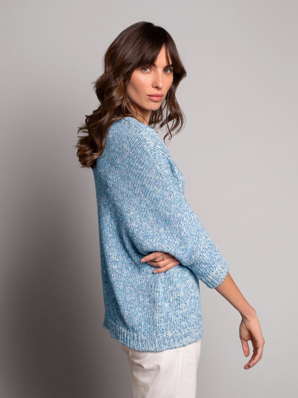 Yarn Twist V Neck Slouch Jumper Crafted with a classic boat neckline and rolled edge detail, this Breton-inspired jumper is designed with a relaxed, drop-shoulder fit and finished with ribbed cuffs and hem. The yarn twist adds depth and texture, perfect for layering or wearing on its own. Handwash. 60cm.
