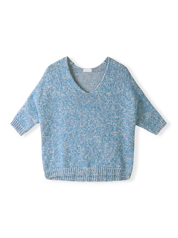 Yarn Twist V Neck Slouch Jumper Crafted with a classic boat neckline and rolled edge detail, this Breton-inspired jumper is designed with a relaxed, drop-shoulder fit and finished with ribbed cuffs and hem. The yarn twist adds depth and texture, perfect for layering or wearing on its own. Handwash. 60cm.