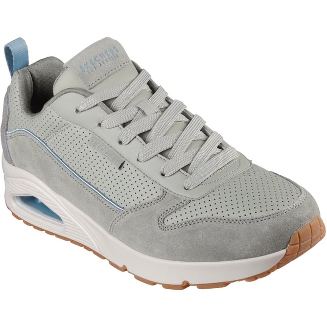 Sportieve verfijnde stijl ontmoet comfort in de Skechers Street Uno - Stacre 2.0. Deze veterschoen heeft een bovenwerk van suede en duraleather, met een Skechers Air-Cooled Memory Foam zool en een zichtbare Skech-Air luchtkussen middenzool.