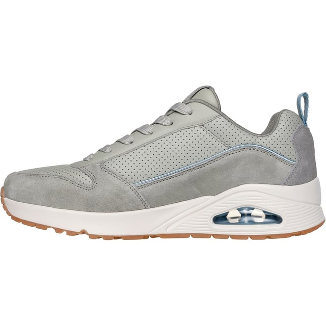 Sportieve verfijnde stijl ontmoet comfort in de Skechers Street Uno - Stacre 2.0. Deze veterschoen heeft een bovenwerk van suede en duraleather, met een Skechers Air-Cooled Memory Foam zool en een zichtbare Skech-Air luchtkussen middenzool.