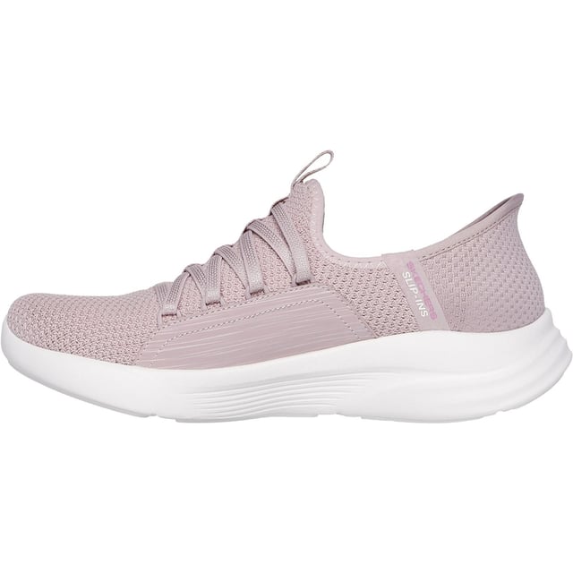 Step into stylish comfort with Skechers Hands Free Slip-ins: Relaxed Fit Sport - Ballet Chic. Featuring a mesh bungee-laced upper, our exclusive Heel Pillow, and a cushioned Skechers Air-Cooled Memory Foam insole.