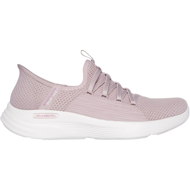 Step into stylish comfort with Skechers Hands Free Slip-ins: Relaxed Fit Sport - Ballet Chic. Featuring a mesh bungee-laced upper, our exclusive Heel Pillow, and a cushioned Skechers Air-Cooled Memory Foam insole.