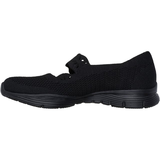 Score some serious comfort with classic design in Skechers Seager Cute N' Coy. This slip-on Mary Jane style features a knit mesh upper, plus an Air-Cooled Memory Foam cushioned insole.