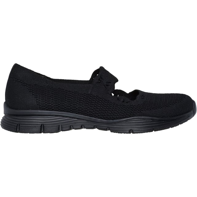 Score some serious comfort with classic design in Skechers Seager Cute N' Coy. This slip-on Mary Jane style features a knit mesh upper, plus an Air-Cooled Memory Foam cushioned insole.