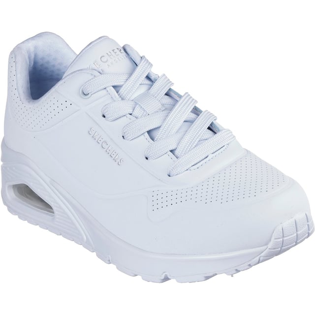Classic air cushioned style meets updated comfort in the Stand on Air shoe. Smooth leather-textured synthetic upper in a lace up classic fashion sneaker with stitching and perforation accents.