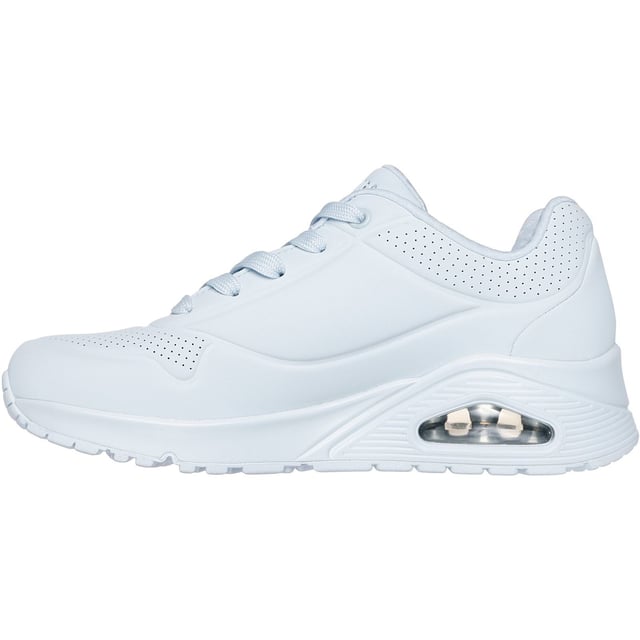 Classic air cushioned style meets updated comfort in the Stand on Air shoe. Smooth leather-textured synthetic upper in a lace up classic fashion sneaker with stitching and perforation accents.