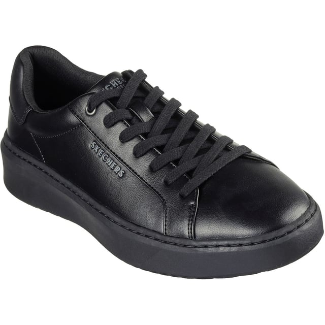 Elevate your wardrobe and look sharp with the comfortably versatile Skechers Court Break - Suit Sneaker. This lace-up features a synthetic duraleather upper with fixed stretch laces and a cushioned Skechers Air-Cooled Memory Foam comfort insole.