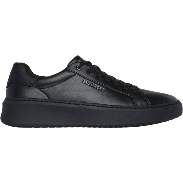 Elevate your wardrobe and look sharp with the comfortably versatile Skechers Court Break - Suit Sneaker. This lace-up features a synthetic duraleather upper with fixed stretch laces and a cushioned Skechers Air-Cooled Memory Foam comfort insole.