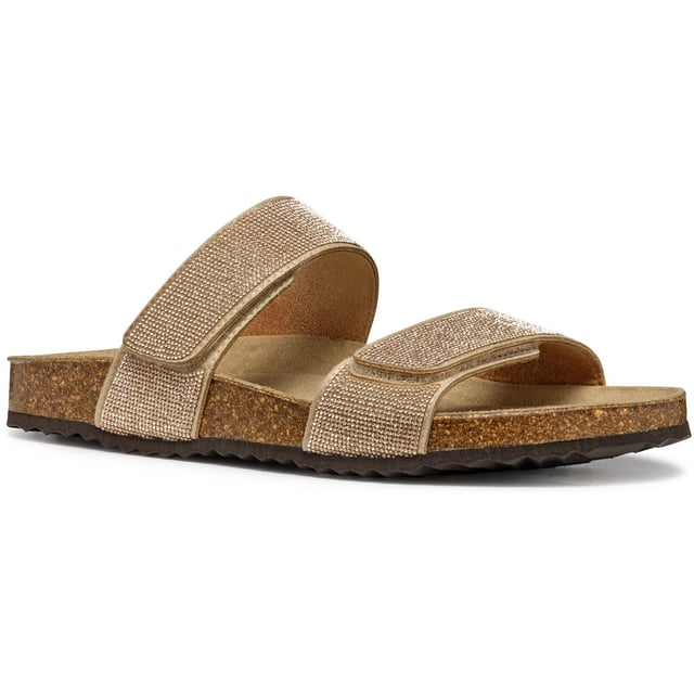 Brionia R is a comfortable breathable two-band sandal for women loaded with laid-back contemporary panache. It has been crafted from glittery microfibre and is the perfect way to enhance laid-back city outfits.