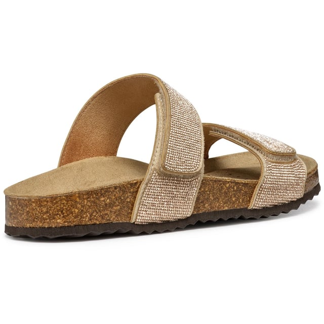 Brionia R is a comfortable breathable two-band sandal for women loaded with laid-back contemporary panache. It has been crafted from glittery microfibre and is the perfect way to enhance laid-back city outfits.