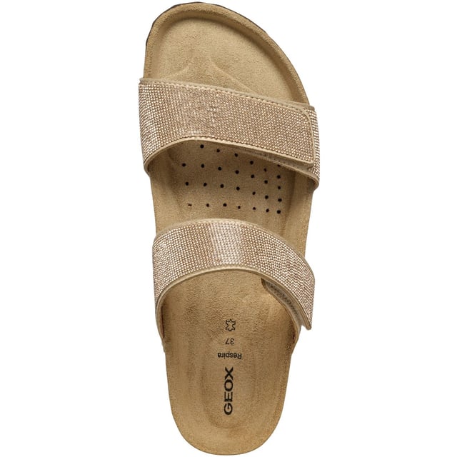 Brionia R is a comfortable breathable two-band sandal for women loaded with laid-back contemporary panache. It has been crafted from glittery microfibre and is the perfect way to enhance laid-back city outfits.
