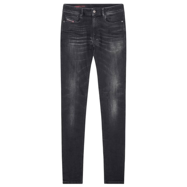 Pantalones vaqueros negros Diesel, bragueta de botones, 95% algodón, 3% poliéster, 2% elastano, corte ceñido, marca Diesel