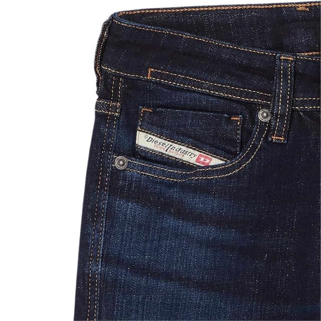 Dieselblauwe spijkerbroek, knoopgulp, 98% katoen, 2% elastaan ​​stretchdenim, skinny pasvorm, Diesel-branding