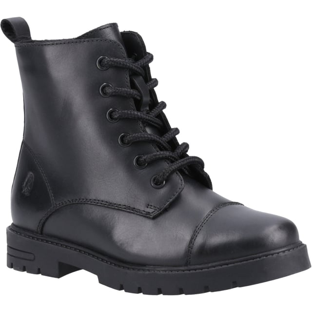 Stylish and hardwearing; the Lauren is sure to be a winner with its trendy styling and treaded sole. Featuring easy on and easy off hidden inside zip and lace up fastening, this boot will keep feet to feel secure and warm throughout the school day.