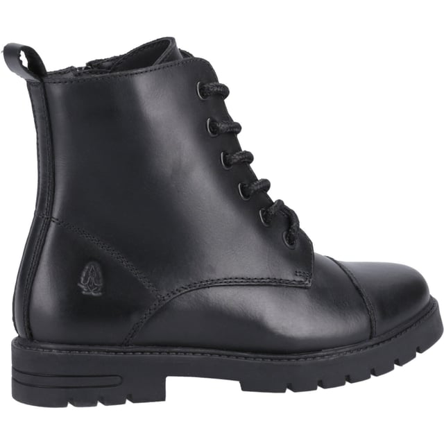 Stylish and hardwearing; the Lauren is sure to be a winner with its trendy styling and treaded sole. Featuring easy on and easy off hidden inside zip and lace up fastening, this boot will keep feet to feel secure and warm throughout the school day.