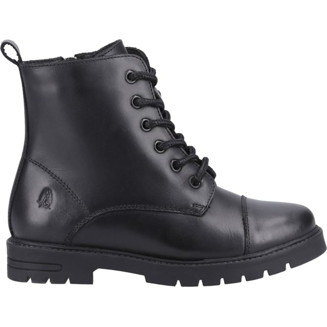 Stylish and hardwearing; the Lauren is sure to be a winner with its trendy styling and treaded sole. Featuring easy on and easy off hidden inside zip and lace up fastening, this boot will keep feet to feel secure and warm throughout the school day.