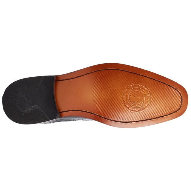 Base London Havisham Leather Men's Navy Derby Shoes Crafted from smooth leather uppers, the Havisham formal men's shoe features beautiful brogue detailing and a wing tip that runs all the way to the heel where a Base brand can be found embossed into the leather.