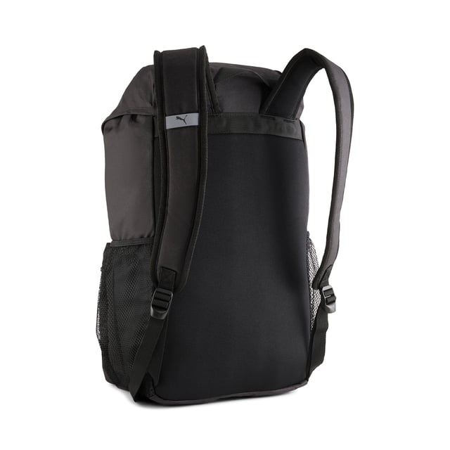 PRODUCT STORY: Hooded and equipped for adventure, this backpack keeps essentials secure on the move. Adjustable straps, multiple pockets and a buckle-release main compartment offer organisation and easy-access in an instant. Built for life's everyday journeys. FEATURES & BENEFITS: Made with at least 70% recycled materials. DETAILS: Hooded top construction; Release buckle and adjustable bungee cord; Zip opening into front pocket; Side mesh pocket; PUMA branding details; Volume: 25L; Dimensions: H45cm x W26cm x D19cm.