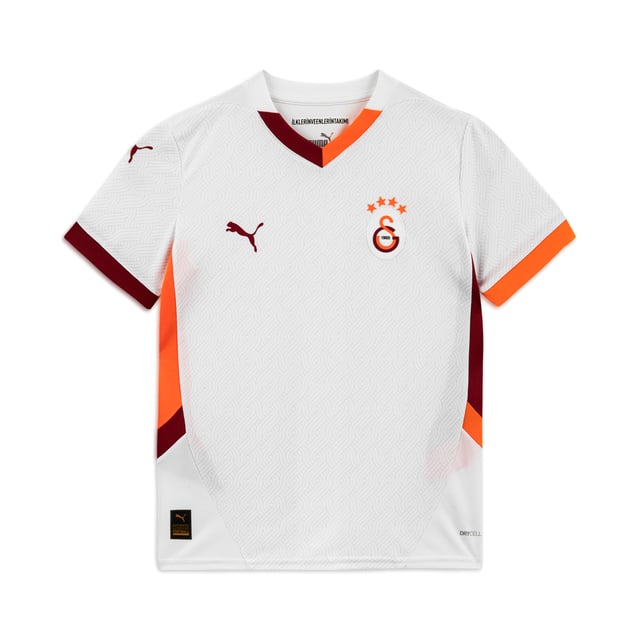 PRODUCT STORY: Gear up and show your allegiance to Galatasaray with the official 24/25 Away Jersey. It features moisture-wicking dryCELL tech to keep you feeling cool and comfortable. FEATURES & BENEFITS: dryCELL: Performance technology designed to wick moisture from the body and keep you free of sweat during exercise. DETAILS: Regular fit; 170 gsm, Jacquard; Collar; Short sleeves; Official team branding; PUMA Youth: Recommended for older kids between 8 and 16 years.