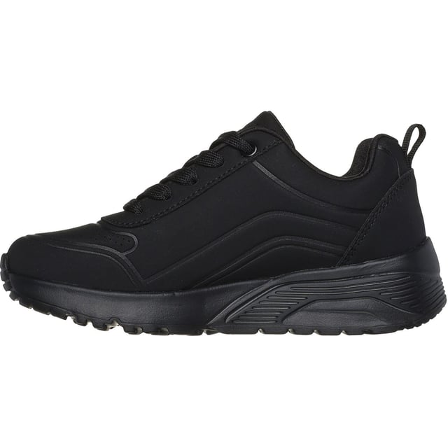 Stap in stijlvolle, comfortabele demping met de Uno Lite Easy Zip. Deze veterschoenen heeft een monochrome durabuck bovenkant met een kwartrits-detail, een Skechers Air-Cooled Memory Foam inlegzool en een platform wig-dempende middenzool.