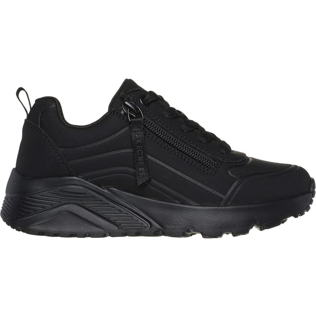 Stap in stijlvolle, comfortabele demping met de Uno Lite Easy Zip. Deze veterschoenen heeft een monochrome durabuck bovenkant met een kwartrits-detail, een Skechers Air-Cooled Memory Foam inlegzool en een platform wig-dempende middenzool.