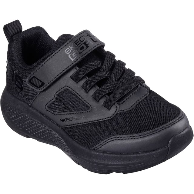 Play all day in comfort with Skechers GO RUN Elevate Sporty Spectacular. This sporty design features a mesh and synthetic upper with stretch laces, an adjustable instep strap, and a breathable Skechers Air-Cooled Goga Mat comfort insole.