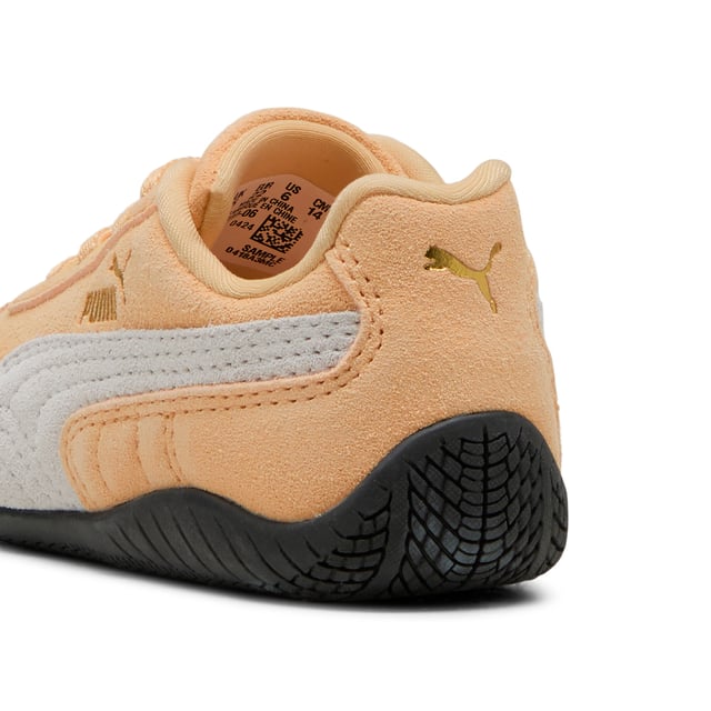 PRODUCT STORY: An icon of racing culture, the PUMA Speedcat has been synonymous with speed, precision, and unparalleled performance for over 25 years. Over the decades it found itself on a new circuit â€“ transcending the tracks of Monaco for the streets of global fashion capitals. Your little fashionista will stand out in this version featuring a suede upper and bold suede PUMA Formstrip. DETAILS: Regular width; Suede upper; Elasticated closure; KinderFit sockliner print to ensure correct fit; PUMA branding details; PUMA Toddlers: Recommended for toddlers between 0 and 4 years; Upper: Leather; Lining: Textile; Sockliner: Textile; Outsole: Rubber.