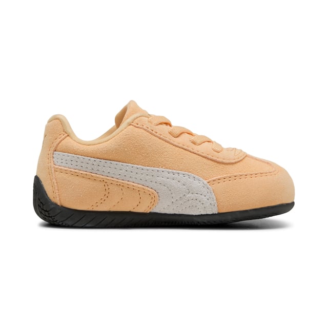 PRODUCT STORY: An icon of racing culture, the PUMA Speedcat has been synonymous with speed, precision, and unparalleled performance for over 25 years. Over the decades it found itself on a new circuit â€“ transcending the tracks of Monaco for the streets of global fashion capitals. Your little fashionista will stand out in this version featuring a suede upper and bold suede PUMA Formstrip. DETAILS: Regular width; Suede upper; Elasticated closure; KinderFit sockliner print to ensure correct fit; PUMA branding details; PUMA Toddlers: Recommended for toddlers between 0 and 4 years; Upper: Leather; Lining: Textile; Sockliner: Textile; Outsole: Rubber.
