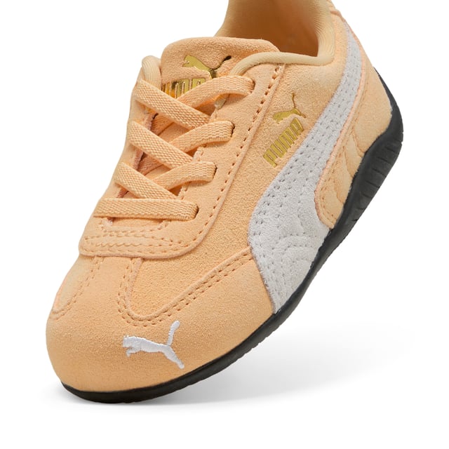 PRODUCT STORY: An icon of racing culture, the PUMA Speedcat has been synonymous with speed, precision, and unparalleled performance for over 25 years. Over the decades it found itself on a new circuit â€“ transcending the tracks of Monaco for the streets of global fashion capitals. Your little fashionista will stand out in this version featuring a suede upper and bold suede PUMA Formstrip. DETAILS: Regular width; Suede upper; Elasticated closure; KinderFit sockliner print to ensure correct fit; PUMA branding details; PUMA Toddlers: Recommended for toddlers between 0 and 4 years; Upper: Leather; Lining: Textile; Sockliner: Textile; Outsole: Rubber.
