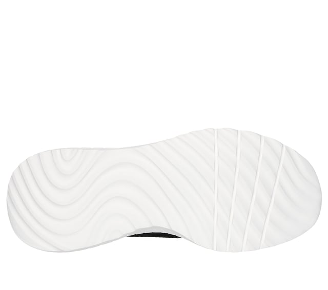 Skechers Hands Free Slip-ins®. This eco-friendly, vegan athletic sneaker is crafted with recycled materials and features a breathable stretch knit upper with fixed stretch laces for easy slip-on wear. Designed for all-day support, it includes a well-cushioned midsole and a Skechers Air-Cooled Memory Foam® insole for superior comfort and airflow. Perfect for walking, travel, and everyday wear.