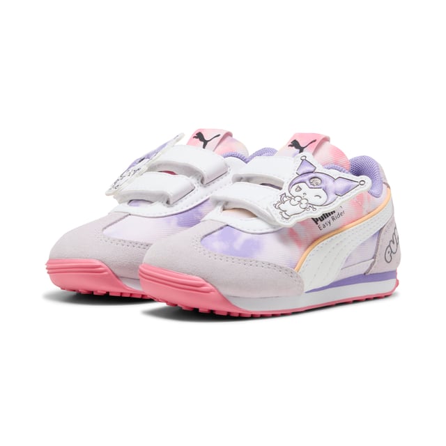 PRODUCT STORY: Say hello to the new PUMA x HELLO KITTY AND FRIENDS collection. Created for kids and adults, this collab combines classic streetwear vibes with Hello Kitty is cute, playful aesthetic. Taking inspiration from the bubblegum pop aesthetic of the â€˜00s, this collection is got glitter, glossy prints, and more. This special version of our retro Easy Rider sneakers feature a sweet tie-dye upper, cute Hello Kitty details, and a KinderFit sockliner to help find the perfect fit. DETAILS: Regular width; Textile upper with tie-dye effect; Hook-and-loop closure for fast on-and-off; KinderFit sockliner print to help with correct fit; 3D printed HELLO KITTY AND FRIENDS face on the heel; Miss Kuromi badge; PUMA x HELLO KITTY AND FRIENDS co-branding details; PUMA Toddlers: Recommended for toddlers between 0 and 4 years; Delivered in exclusive special packaging.