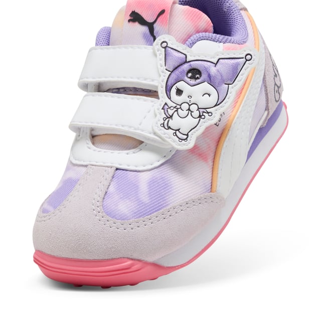 PRODUCT STORY: Say hello to the new PUMA x HELLO KITTY AND FRIENDS collection. Created for kids and adults, this collab combines classic streetwear vibes with Hello Kitty is cute, playful aesthetic. Taking inspiration from the bubblegum pop aesthetic of the â€˜00s, this collection is got glitter, glossy prints, and more. This special version of our retro Easy Rider sneakers feature a sweet tie-dye upper, cute Hello Kitty details, and a KinderFit sockliner to help find the perfect fit. DETAILS: Regular width; Textile upper with tie-dye effect; Hook-and-loop closure for fast on-and-off; KinderFit sockliner print to help with correct fit; 3D printed HELLO KITTY AND FRIENDS face on the heel; Miss Kuromi badge; PUMA x HELLO KITTY AND FRIENDS co-branding details; PUMA Toddlers: Recommended for toddlers between 0 and 4 years; Delivered in exclusive special packaging.