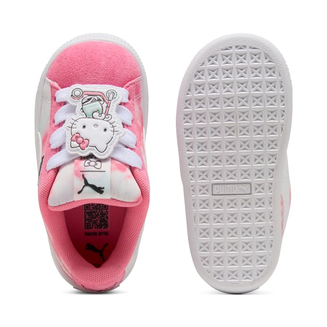 PRODUCT STORY: Say hello to the new PUMA x HELLO KITTY AND FRIENDS collection. Created for kids and adults, this collab combines classic streetwear vibes with Hello Kitty is cute, playful aesthetic. Taking inspiration from the bubblegum pop aesthetic of the â€˜00s, this collection is got glitter, glossy prints, and more. This special version of our Suede XL sneakers have their signature padded collar and tongue and chunky sole, plus a sweet tie-dye upper and printed midsole. Soft suede and a mesh lining keep little feet comfy. FEATURES & BENEFITS: The upper of the shoes is made with at least 50% recycled materials and the bottom is made with at least 10% recycled materials. DETAILS: Regular width; Textile upper; Elasticated closure for fast on-and-off; Rubber outsole; HELLO KITTY AND FRIENDS graphic details; PUMA Toddlers: Recommended for toddlers between 0 and 4 years; Delivered in exclusive special packaging.