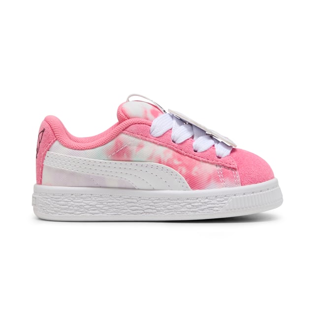 PRODUCT STORY: Say hello to the new PUMA x HELLO KITTY AND FRIENDS collection. Created for kids and adults, this collab combines classic streetwear vibes with Hello Kitty is cute, playful aesthetic. Taking inspiration from the bubblegum pop aesthetic of the â€˜00s, this collection is got glitter, glossy prints, and more. This special version of our Suede XL sneakers have their signature padded collar and tongue and chunky sole, plus a sweet tie-dye upper and printed midsole. Soft suede and a mesh lining keep little feet comfy. FEATURES & BENEFITS: The upper of the shoes is made with at least 50% recycled materials and the bottom is made with at least 10% recycled materials. DETAILS: Regular width; Textile upper; Elasticated closure for fast on-and-off; Rubber outsole; HELLO KITTY AND FRIENDS graphic details; PUMA Toddlers: Recommended for toddlers between 0 and 4 years; Delivered in exclusive special packaging.