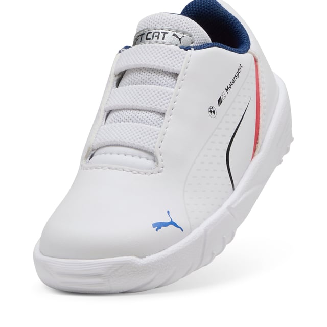 PRODUCT STORY: Unleash your inner racer with PUMA's BMW M Motorsport Drift Cat 11. Featuring BMW's iconic colours, a sleek synthetic upper, and a durable rubber sole, these kicks are perfect for fans who crave style and performance. Feel the thrill! FEATURES & BENEFITS: The upper of the shoes is made with at least 20% recycled materials. DETAILS: Regular width; Synthetic upper; Elasticated closure for quick on-and-off; Rubber outsole; Iconic BMW M Motorsport colours; PUMA Toddlers: Recommended for toddlers between 0 and 4 years.