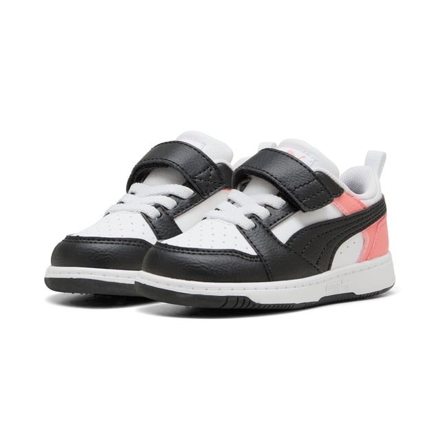 PUMA Baby Unisex PUMA Rebound v6 Lo Sneakers PRODUCT STORY: A retro-style basketball shoe retooled for a new generation. The Rebound v6 Low features a low-cut silhouette, making it ideal for your youngster's off-court look. All-day cushioning is provided thanks to the rubber midsole and soft sockliner. FEATURES & BENEFITS: The upper of the shoes is made with at least 20% recycled materials and the bottom is made with at least 10% recycled materials. DETAILS: Mid-cut collar; Synthetic upper; Rubber midsole; Rubber outsole; PUMA Toddlers: Recommended for toddlers between 0 and 4 years; 94.26% Synthetic, 5.74% Textile.