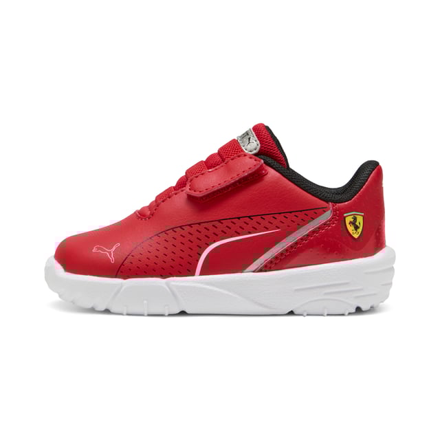 PRODUCT STORY: Unleash your inner speedster with PUMA's Ferrari collaboration. Sleek synthetic upper, rubber sole, and Ferrari's iconic colours make every step a statement. Perfect for those who live life in the fast lane and love to stand out. FEATURES & BENEFITS: The upper of the shoes is made with at least 20% recycled materials. DETAILS: Regular width; Synthetic upper; Elasticated closure for quick on-and-off; Rubber outsole; Iconic Scuderia Ferrari colours; PUMA Toddlers: Recommended for toddlers between 0 and 4 years.