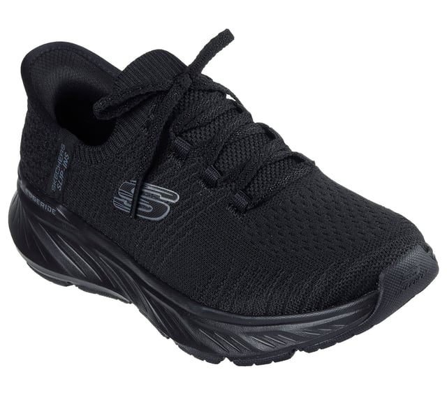 Skechers Edgeridge Dames Zwarte Sneakers Skechers Hands Free Slip-ins®. Deze milieuvriendelijke, veganistische sportsneaker is gemaakt van gerecyclede materialen en heeft een ademend stretchgebreid bovenwerk met vaste stretchveters voor gemakkelijk aantrekken. Ontworpen voor de hele dag ondersteuning, het bevat een goed gedempte tussenzool en een Skechers Air-Cooled Memory Foam® inlegzool voor superieur comfort en luchtcirculatie. Perfect voor wandelen, reizen en dagelijks gebruik.