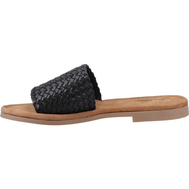 Hush Puppies Hetty Slide Leather Women's Black Sandals Effortless summer style couldn't be easier thanks to the Hetty Slide, with its soft woven leather upper, easy wear mule styling, and a memory foam insole and flexible lightweight outsole this is the perfect choice for warm days and evenings