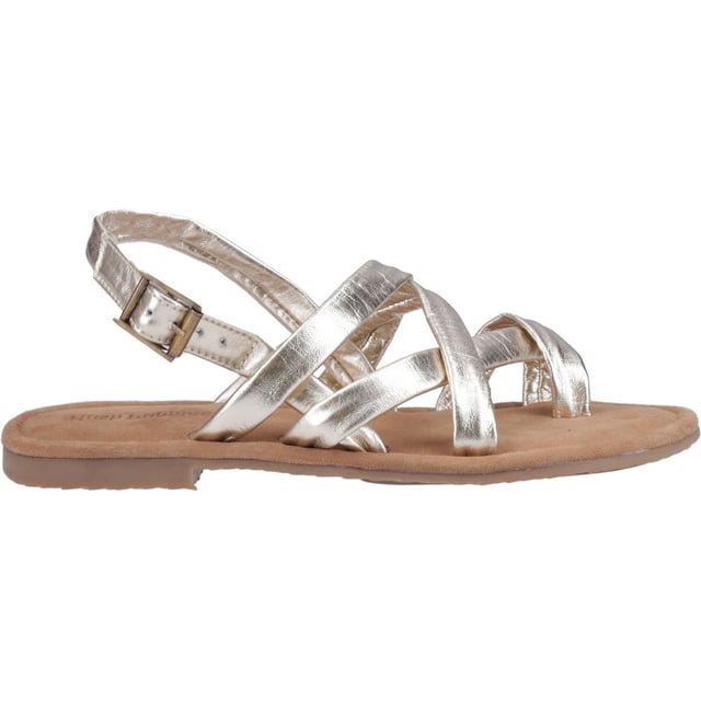 Hush Puppies Hope Leather Women's Gold Sandals The perfect balance of style and comfort, the Hope sandal is a wide fitwith a soft leather upper for all day wearability, with a suede memory foam insole to cushion each step and a lightweight durable outsole for easy wear