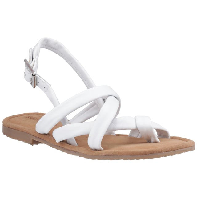 Hush Puppies Hope Leather Women's White Sandals The perfect balance of style and comfort, the Hope sandal is a wide fitwith a soft leather upper for all day wearability, with a suede memory foam insole to cushion each step and a lightweight durable outsole for easy wear