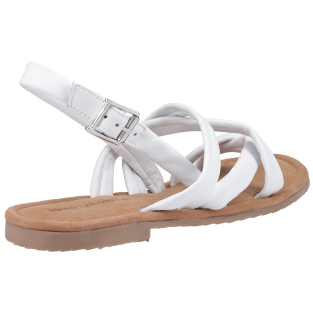 Hush Puppies Hope Leather Women's White Sandals The perfect balance of style and comfort, the Hope sandal is a wide fitwith a soft leather upper for all day wearability, with a suede memory foam insole to cushion each step and a lightweight durable outsole for easy wear
