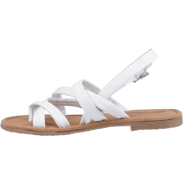 Hush Puppies Hope Leather Women's White Sandals The perfect balance of style and comfort, the Hope sandal is a wide fitwith a soft leather upper for all day wearability, with a suede memory foam insole to cushion each step and a lightweight durable outsole for easy wear
