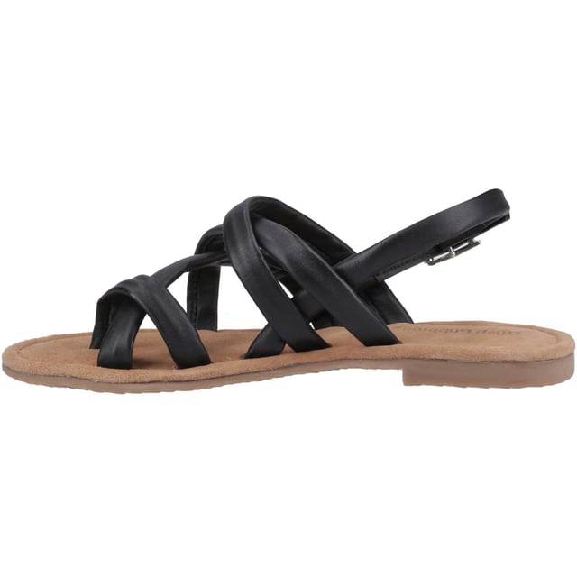 Hush Puppies Hope Leather Women's Black Sandals The perfect balance of style and comfort, the Hope sandal is a wide fitwith a soft leather upper for all day wearability, with a suede memory foam insole to cushion each step and a lightweight durable outsole for easy wear