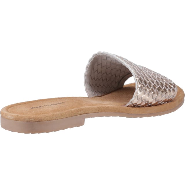 Hush Puppies Hetty Slide Leather Women's Bronze Sandals Effortless summer style couldn't be easier thanks to the Hetty Slide, with its soft woven leather upper, easy wear mule styling, and a memory foam insole and flexible lightweight outsole this is the perfect choice for warm days and evenings