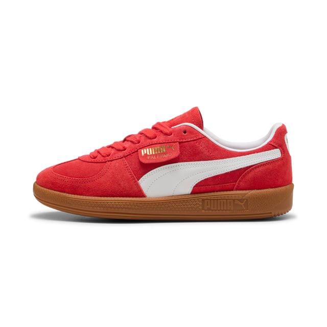 PRODUCT STORY: Straight from the archives, it is the PUMA Palermo. This classic terrace shoe builds on PUMA is heritage within football, while appealing to today is sneakerheads and fashion mavens. This execution features a suede base and leather formstrip with foil printed PUMA branding. FEATURES & BENEFITS: PUMA is leather products support responsible manufacturing via the Leather Working Group.  DETAILS: Suede base; Leather formstrip and FOT; Suede tongue with debossed PUMA branded label and mesh backing; Foil printed PUMA branding on quarter panel flap; Screen printed PUMA branding on FOT; Synthetic leather lining.
