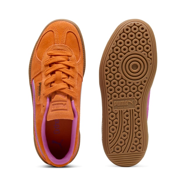 PRODUCT STORY: A terrace legend from our archives returns: The Palermo. The silhouette debuted back in the early '80s, where it quickly became a staple among the terrace crowds in British football stadiums. Now, we ive brought it back for the fans. Like the original, the Palermo is complete with its signature tag at the upper, a T-toe construction, and, of course, the classic gum sole. FEATURES & BENEFITS: PUMA is leather products support responsible manufacturing via the Leather Working Group. DETAILS: Leather upper; Synthetic lining; Debossed and foil-printed PUMA branding on quarter panel tab and heel cap; Leather-coated Formstrip; Rubber midsole; Rubber outsole; PUMA Youth: Recommended for older kids between 8 and 16 years.