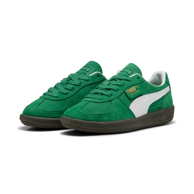 PRODUCT STORY: A terrace legend from our archives returns: The Palermo. The silhouette debuted back in the early '80s, where it quickly became a staple among the terrace crowds in British football stadiums. Now, we ive brought it back for the fans. Like the original, the Palermo is complete with its signature tag at the upper, a T-toe construction, and, of course, the classic gum sole. FEATURES & BENEFITS: PUMA is leather products support responsible manufacturing via the Leather Working Group. DETAILS: Leather upper; Synthetic lining; Debossed and foil-printed PUMA branding on quarter panel tab and heel cap; Leather-coated Formstrip; Rubber midsole; Rubber outsole; PUMA Youth: Recommended for older kids between 8 and 16 years.