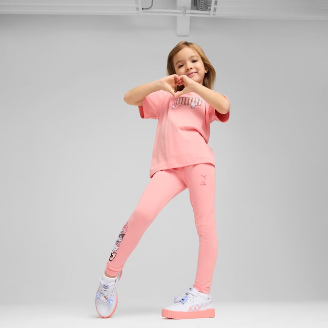 PRODUCT STORY: Say hello to the new PUMA x HELLO KITTY AND FRIENDS collection. Created for kids and adults, this collab combines classic streetwear vibes with Hello Kitty is cute, playful aesthetic. Taking inspiration from the bubblegum pop aesthetic of the â€˜00s, this collection is got glitter, glossy prints, and more. DETAILS: Tight fit; Single jersey; Regular length; High rise; Elasticated waistband; PUMA Kids: Recommended for young kids between 4 and 8 years.