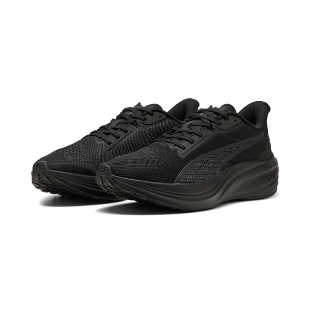 PUMA Unisex Darter Pro Running Shoes PRODUCT STORY: Take your run to the next level with the Darter Pro. PROFOAM delivers an instant, responsive ride and the engineered mesh upper keeps you cool at high speeds. A locked-in midfoot and durable outsole let you power through any distance or terrain. Unrivalled performance meets unmatched value in PUMA's latest essential. FEATURES & BENEFITS: The upper of the shoes is made with at least 20% recycled materials; PROFOAM: Lightweight EVA designed to cushion your landing and propel your next step. DETAILS: Lace closure; Engineered mesh upper; Full length rubber outsole; Heel-to-toe drop: 6mm; Surface type: Road running; Recommended for: neutral pronators.